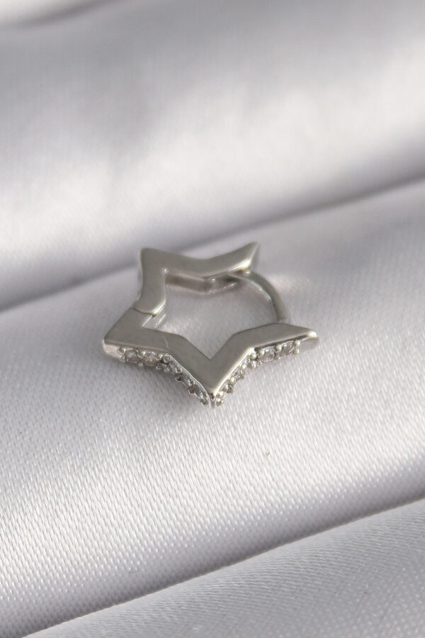 Kalbinle 316L Çelik Gümüş Renk Zirkon Taş Detay Yıldız Model Tragus Piercing PR1313