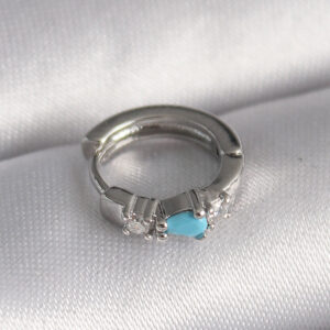 316L Çelik Gümüş Renk Zirkon Taşlı Mavi Boncuk Detay Tragus Piercing PR1325