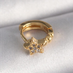 Kalbinle 316L Çelik Gold Renk Zirkon Taşlı Yıldız Model Tragus Piercing PR1332