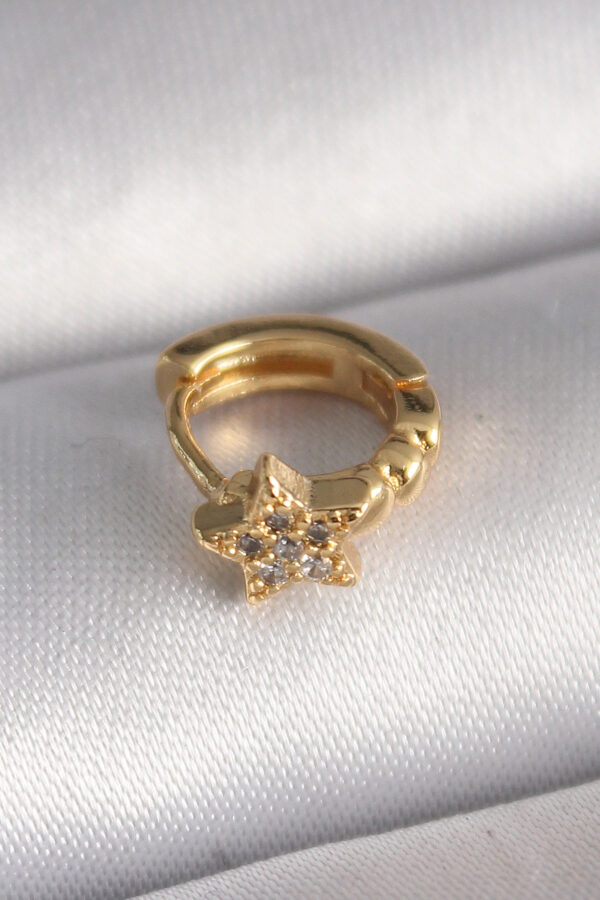 Kalbinle 316L Çelik Gold Renk Zirkon Taşlı Yıldız Model Tragus Piercing PR1332