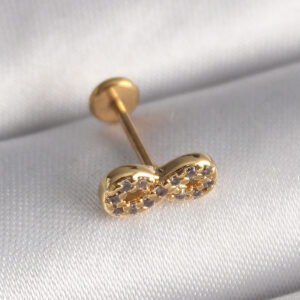 Kalbinle 316L Çelik Gold Renk Zirkon Taşlı Sonsuzluk Model Tragus Piercing PR1344