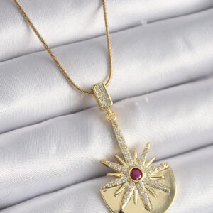 316L Çelik Gold Renk Zirkon Taşlı Yıldız Model Kadın Kolye BKO9518