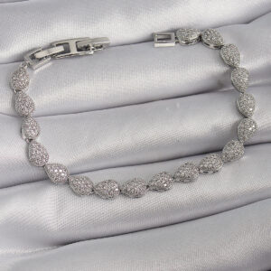 Pirinç Gümüş Renk Zirkon Taşlı Damla Model VIP Seri Kadın Bileklik BB6486