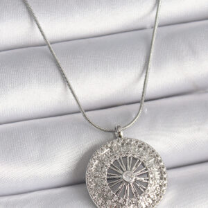 316L Çelik Gümüş Renk Zirkon Taşlı 12 Burç Madalyon Model Kadın Kolye BKO9541