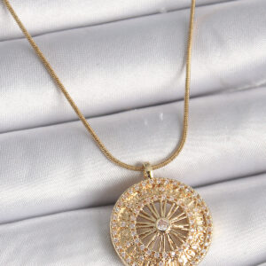 316L Çelik Gold Renk Zirkon Taşlı 12 Burç Madalyon Model Kadın Kolye BKO9542