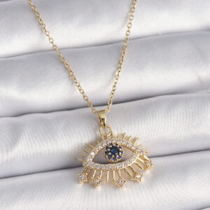 316L Çelik Gold Renk Zincir Zirkon Taşlı Göz Model Kadın Yüzük BKO9563