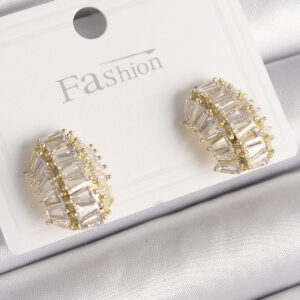 Pirinç Gold Renk Zirkon Taşlı Kaplumbağa Kabuğu Model Kadın Küpe BKP9788