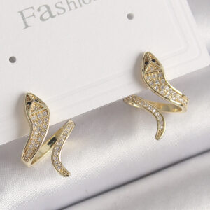 Pirinç Gold Renk Zirkon Taşlı Yılan Model Kadın Küpe BKP9790