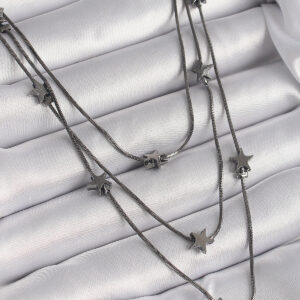 Pirinç Füme Renk 3'Lü Yıldız Model Kadın Kolye BKO9623