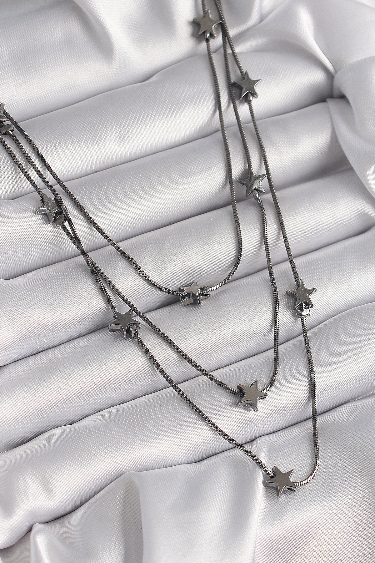 Pirinç Füme Renk 3'Lü Yıldız Model Kadın Kolye BKO9623