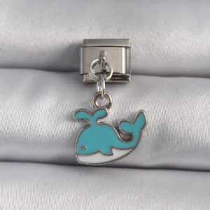 316L Çelik Gümüş Renk Sallantı Mavi Balina Model Nomination Charm BC1106