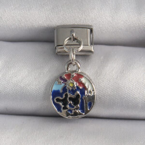 316L Çelik Gümüş Renk Sallantı Dünya Model Nomination Charm BC1117