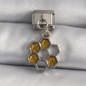 316L Çelik Gümüş Renk Sallantı Simli Bal Beteği Model Nomination Charm BC1158