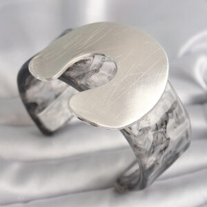 Siyah Mermer Desen Akrilik Plaka Vintage Kadın Bilezik BB6667