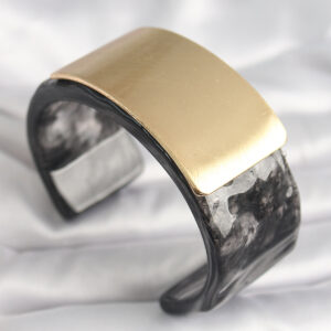 Siyah Mermer Desen Akrilik Plastik Gol Dikdörtgen Plaka Model Vingtage Kadın Bilezik BB6685