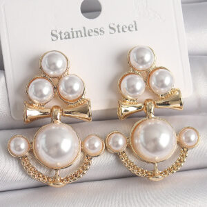 Pirinç Gold Renk İncili Çapa Model Kadın Küpe BKP10063