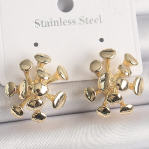 Pirinç Gold Renk Virüs Figür Model Kadın Küpe BKP10070