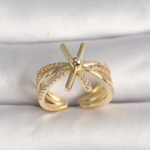 Pirinç Gold Renk Ayarlanabilir Ziron Taşlı Kadın Yüzük BYK3603