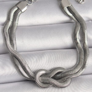 316L Çelik Gümüş Renk Düğüm Model Kadın Bileklik BB6711