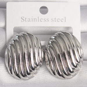 Pirinç Gümüş Renk İşlemeli Oval Model Kadın Küpe BKP10150