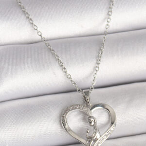 316L Çelik Gümüş Renk Zincir Zirkon Taş Detaylı Kalp Model Kadın Kolye BKO9854