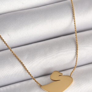 316L Çelik Gold Renk Zincir Kuğu Model Kadın Kolye BKO9873