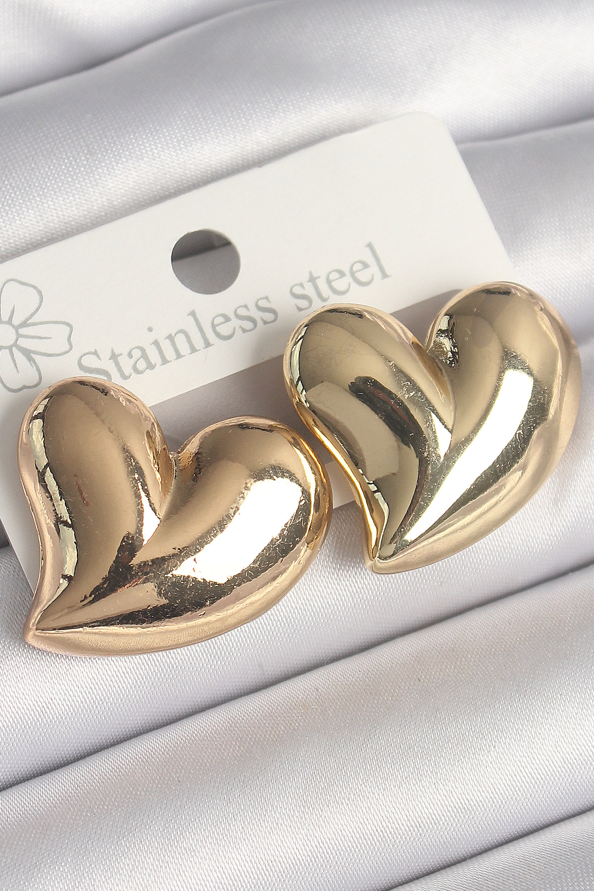 Pirinç Gold Renk Bomba Kalp Model Kadın Küpe BKP10236