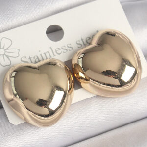 Pirinç Gold Renk Bombe Kalp Model Kadın Küpe BKP10248