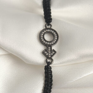 Pirinç Füme Renk Zirkon Taşlı Venüs Mars Asansörlü Makrome Model Kadın Bileklik BB6796