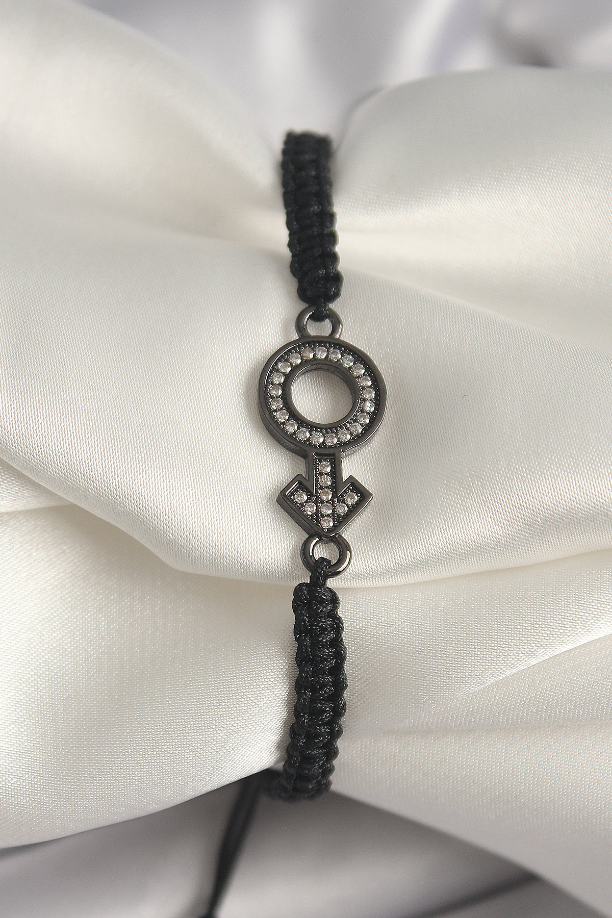 Pirinç Füme Renk Zirkon Taşlı Venüs Mars Asansörlü Makrome Model Kadın Bileklik BB6796