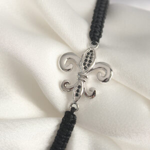 Pirinç Gümüş Renk Zirkon Taş İşlemeli Zambak Model Asansörlü Makrome Model Kadın Bileklik BB6806