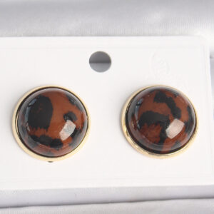 Pirinç Gold Renk 3D Daire Leopar Model Kadın Küpe BKP10347