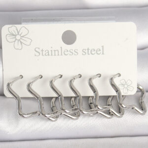 316L Çelik Gümüş Renk Yıldız Model Kadın Küpe Seti BKP10351