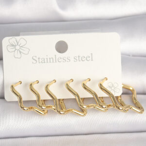 316L Çelik Gold Renk Yıldız Model Kadın Küpe Seti BKP10352