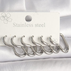 316L Çelik Gümüş Renk Kalp Model Kadın Küpe Seti BKP10355