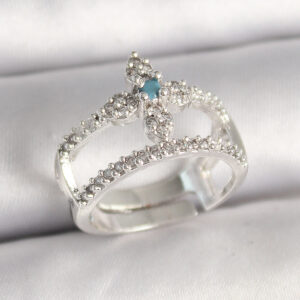 Pirinç Gümüş Renk Zirkon Taşlı Ayarlanabilir Model Kadın Yüzük BYK3680