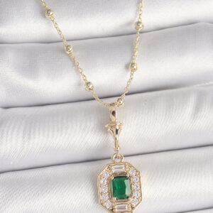 Pirinç Gold Renk Zirkon Taşlı Topçuk Zincir Serenay Model Kadın Kolye BKO9902