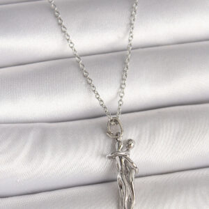 316L Çelik Gümüş Renk Zincir Sarılma Model Kadın Kolye BKO9977