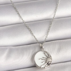 316L Çelik Gümüş Renk Zincir Beyaz Mineli Gün Batımı Model Kadın Kolye BKO9999