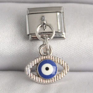 316L Çelik Gümüş Renk Nazar Boncuk Detaylı Göz Model Nomination Charm BC1216