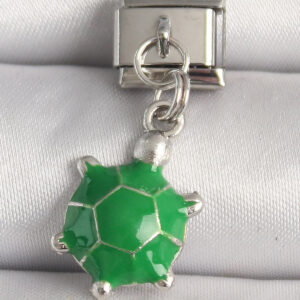 316L Çelik Gümüş Renk Yeşil Kaplumbağa Model Nomination Charm BC1237