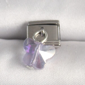 316L Çelik Gümüş Renk Mor Zirkon Taşlı Nomination Charm BC1318