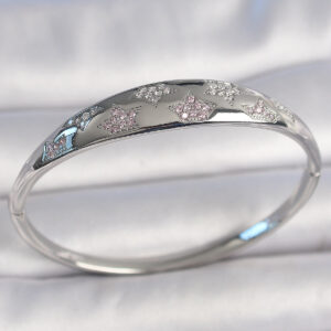 Pirinç Gümüş Renk Zirkon Taşlı Yıldız İşlemeli Kadın Kelepçe BB6919