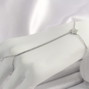 Pirinç Gümüş Renk Su Yolu Zirkon Taşlı Yıldız Model Kadın Şahmeran SN622