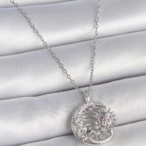 316L Çelik Gümüş Renk Zincir Ay Güneş Model Zirkon Taş Detay Kadın Kolye BKO10056