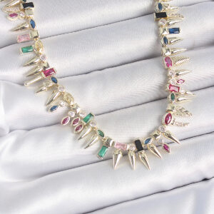 Pirinç Gold Renk Zirkon Taşlı Diken Model VIP Seri Kadın Kolye BKO10203