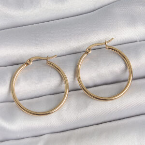 Kalbinle 316 Çelik Gold Renk 27 mm Halka Model Kadın Küpe BKP10508