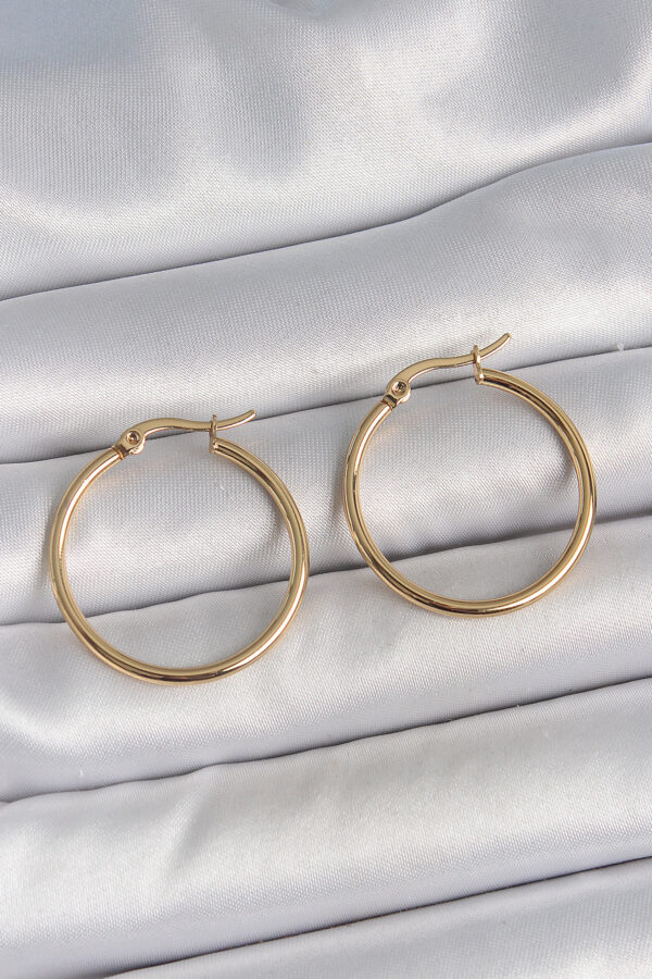 Kalbinle 316 Çelik Gold Renk 27 mm Halka Model Kadın Küpe BKP10508