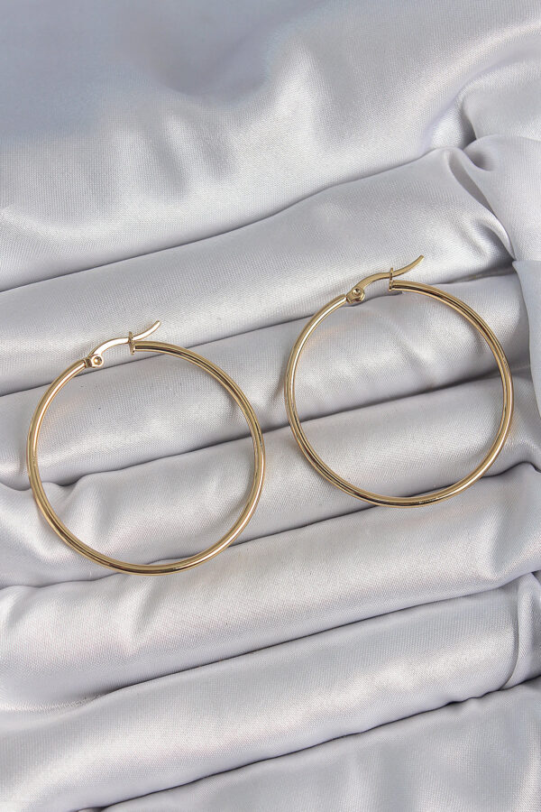 Kalbinle 316 Çelik Gold Renk 43 mm Halka Model Kadın Küpe BKP10510