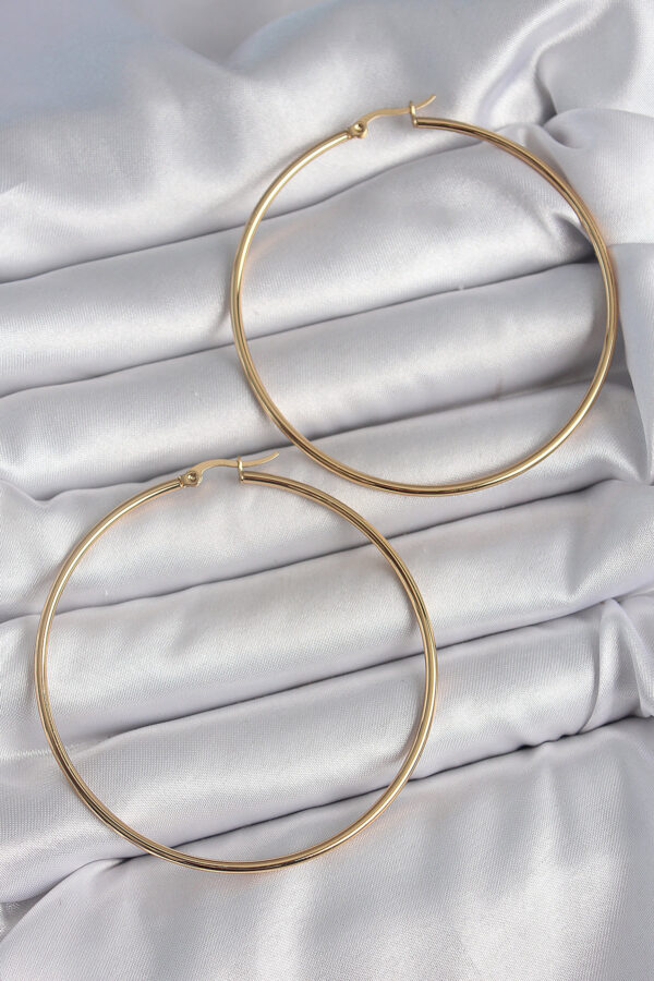 Kalbinle 316 Çelik Gold Renk 63 mm Halka Model Kadın Küpe BKP10512